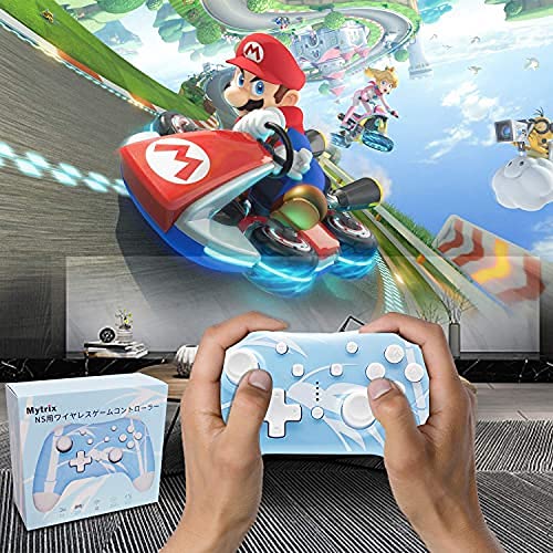 Wireless Switch Controller, Mytrix Controllers for Nintendo Switch/Lite, Enhanced Switch Pro Controller, Auto-Fire Turbo, Motion Control, Wake-Up, Headphone Jack, Adjustable Vibration Vibration, Bamboo Blue Wireless Switch Controller, Mytrix Controllers for Nintendo Switch/Lite, Enhanced Switch Pro Controller, Auto-Fire Turbo, Motion Control, Wake-Up, Headphone Jack, Adjustable Vibration Vibration, Bamboo Blue